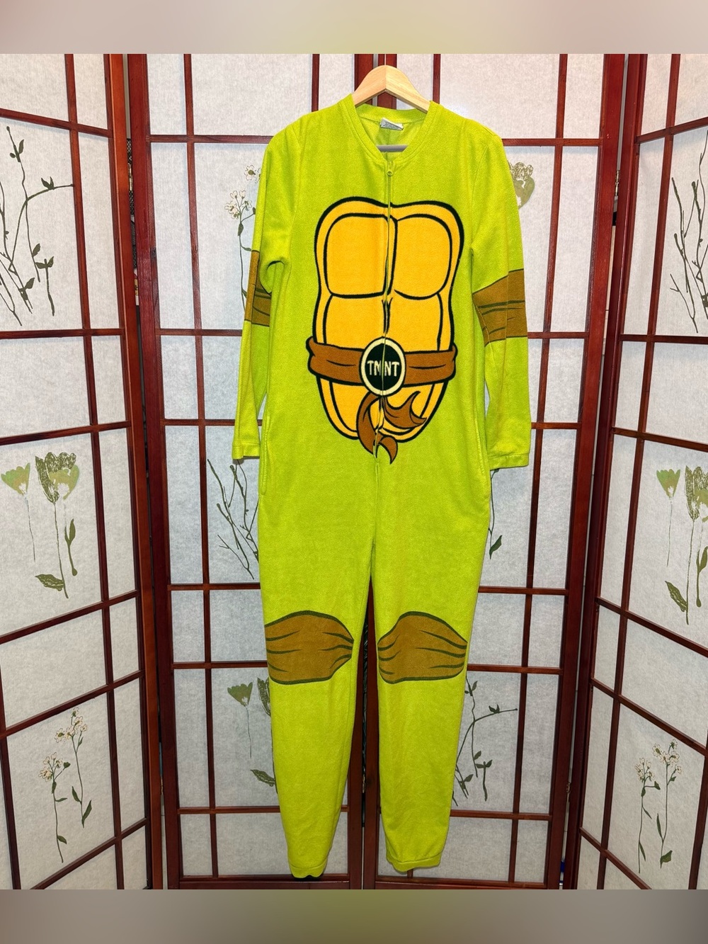 Teenage Mutant Ninja Turtle Zip Pajamas Costume Union suit Adult Size Small
